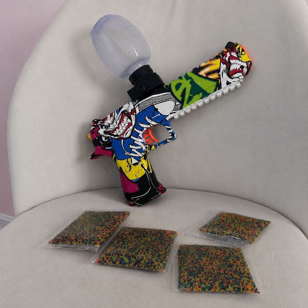 Unbranded Electric Gel Blaster Pistol Graffiti Design + 4 Gel Bead Packs
